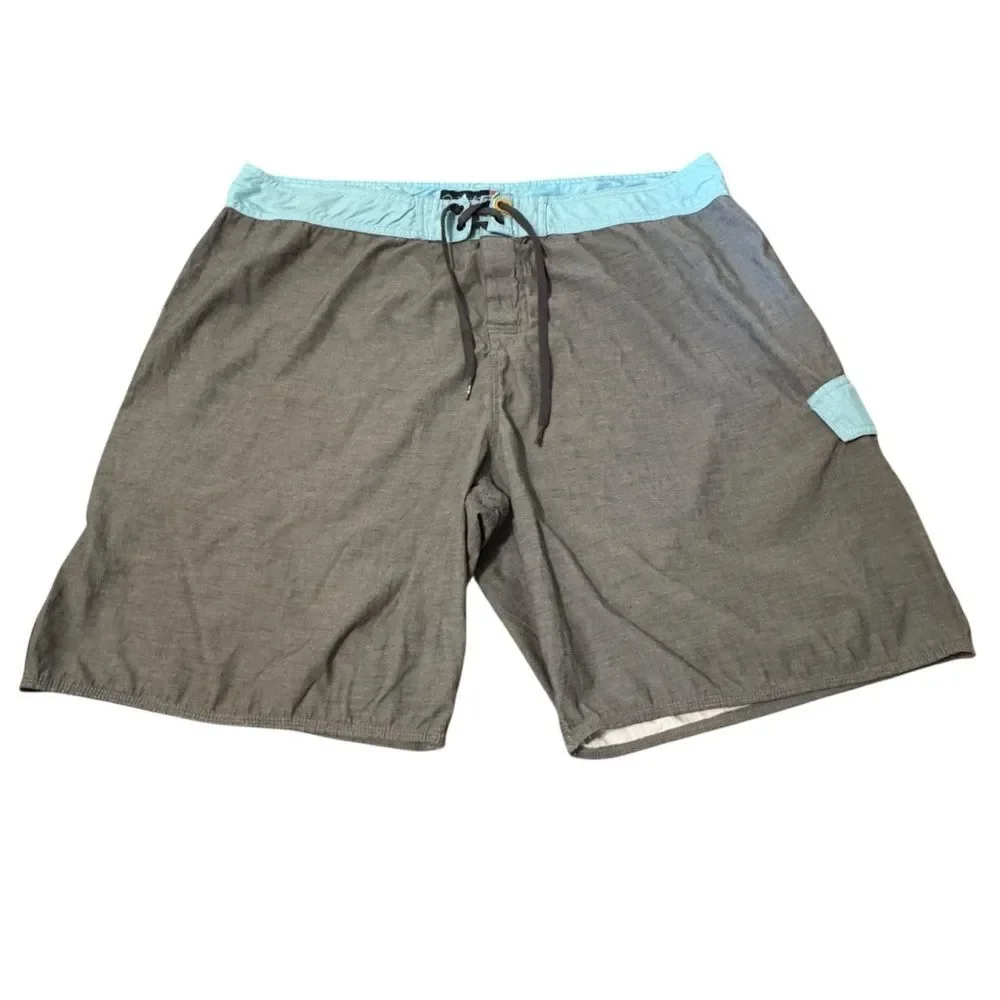 Quiksilver Gray Swimsuit Board Shorts with Blue Accents